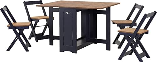 Navy Blue Distressed Pine Butterfly Dining Set