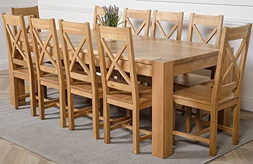 Massive 220cm Solid Oak Ten-Seater Set