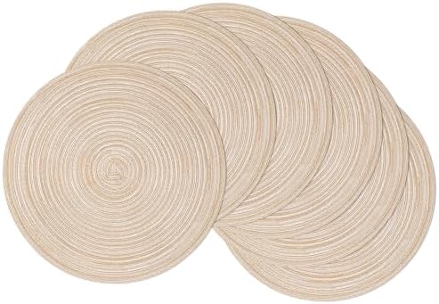 Beige Round Braided Placemats Set Six