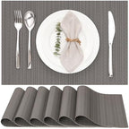 Dark Grey Woven Vinyl Placemats Set Six