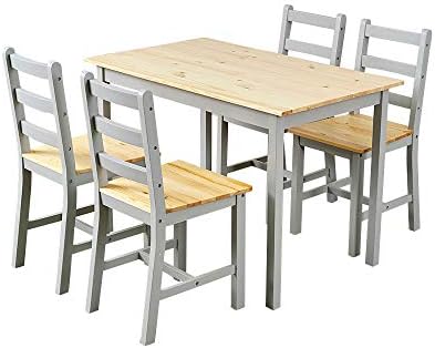 Grey Pine Lacquered Four-Chair Dining Set