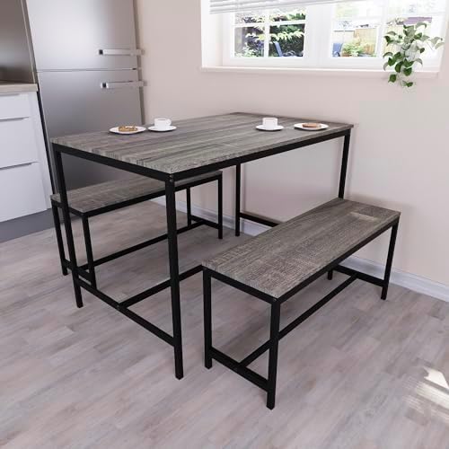 Grey Two-Bench Four-Seater Dining Set