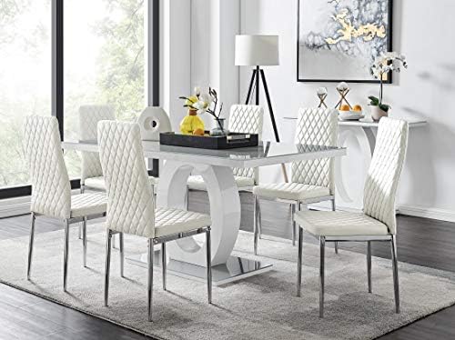 Gloss White Giovani Milan Six-Seater Set