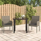 Black Grey Rattan Three-Piece Garden Set