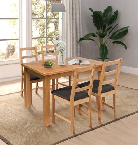 Light Oak Ladder-Back Extendable Dining Four