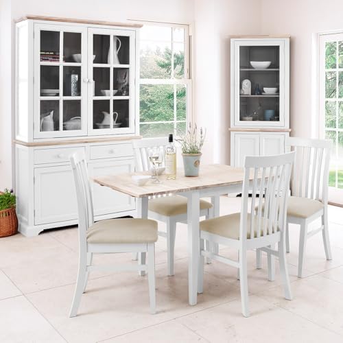 White Drop-Leaf Square Extendable Dining Set