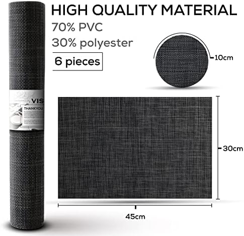 Grey Waterproof Heat-Resistant Large Placemats