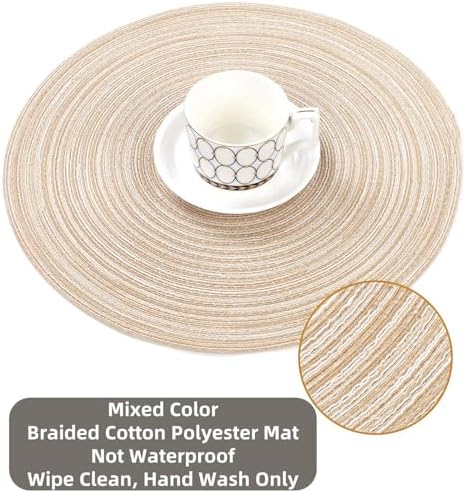 Beige Round Braided Placemats Set Six