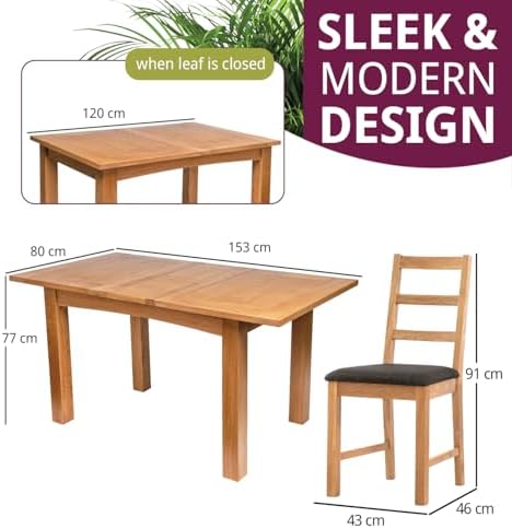 Light Oak Ladder-Back Extendable Dining Four