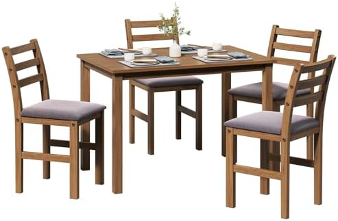 Antique Oak Ladder-Back Five-Piece Dining