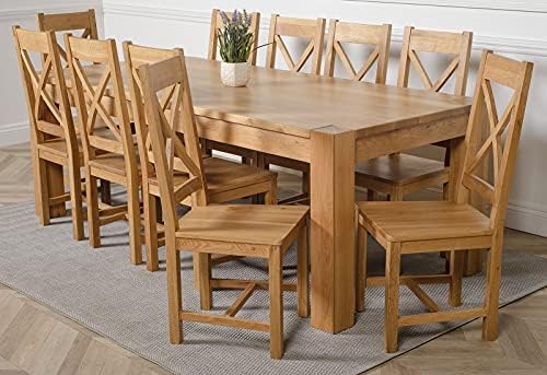 Massive 220cm Solid Oak Ten-Seater Set