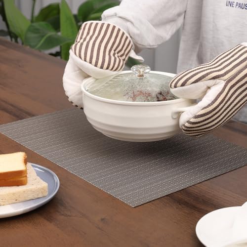 Dark Grey Woven Vinyl Placemats Set Six