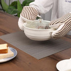 Dark Grey Woven Vinyl Placemats Set Six