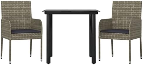 Black Grey Rattan Three-Piece Garden Set